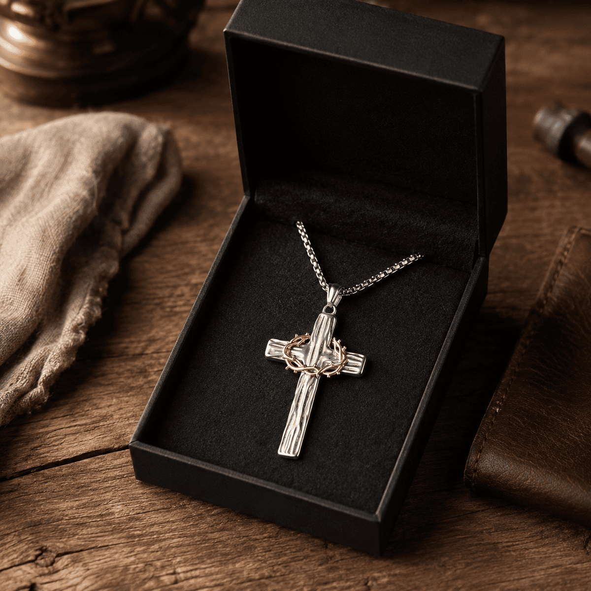 โ๏ธ100% Handmade Crown Of Thorns Cross Necklace(๐๐๐ง๐ข๐๐ฅ ๐๐ซ๐จ๐จ๐ค๐ฌ ๐๐๐ง๐๐ฆ๐๐๐ยฎ)