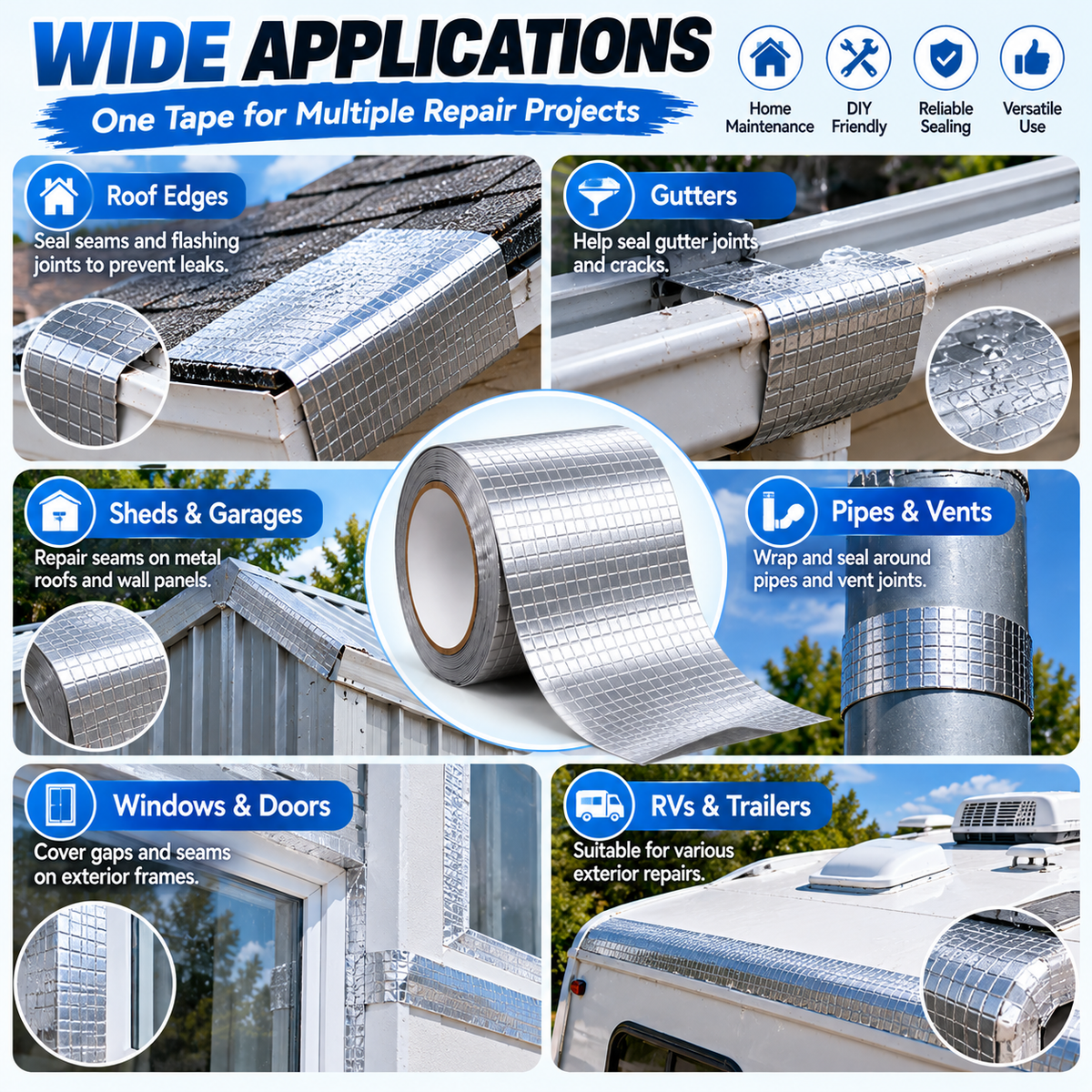 π 5-Layer Heavy-Duty Waterproof Butyl Tape β Self-Adhesive Roof Leak Repair & Sealing Tape