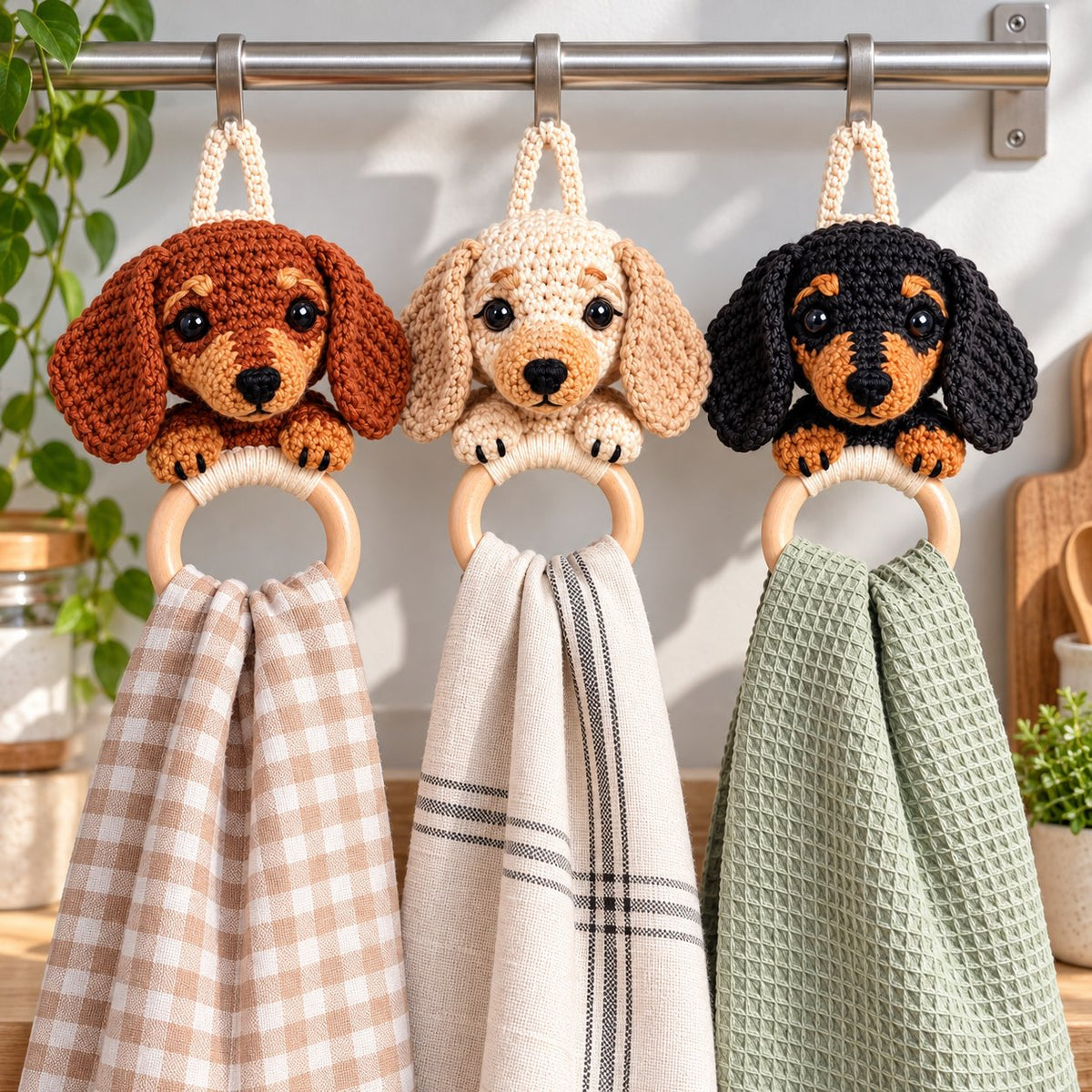 Crochet Dachshund Towel Holder Kit