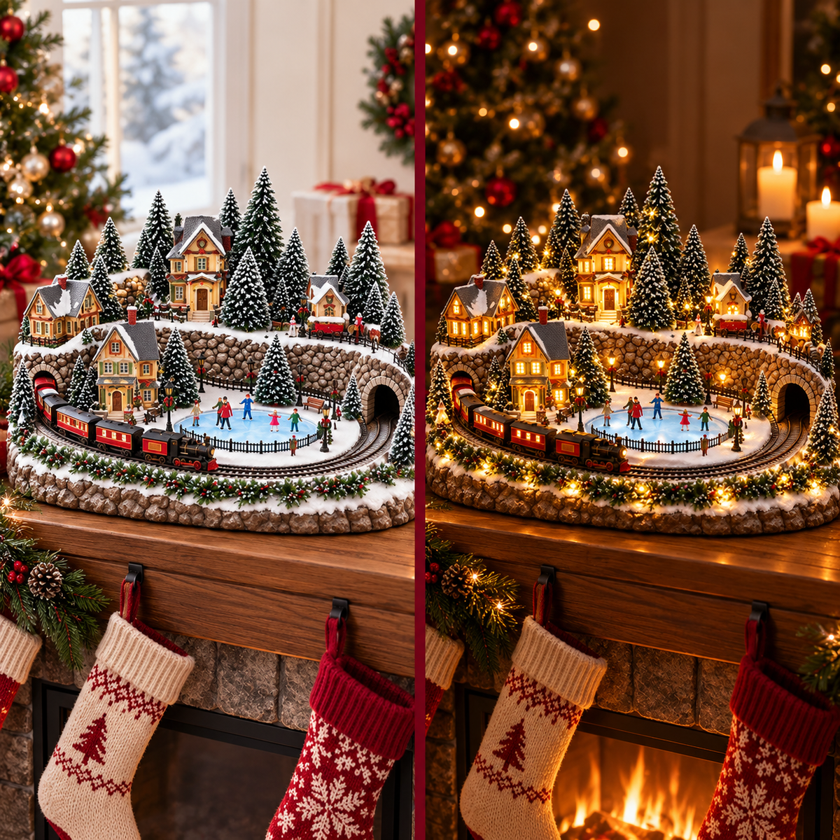 π₯ LAST DAY 49% OFF π₯ Animated Holiday Train & Ice Rink Scene β¨