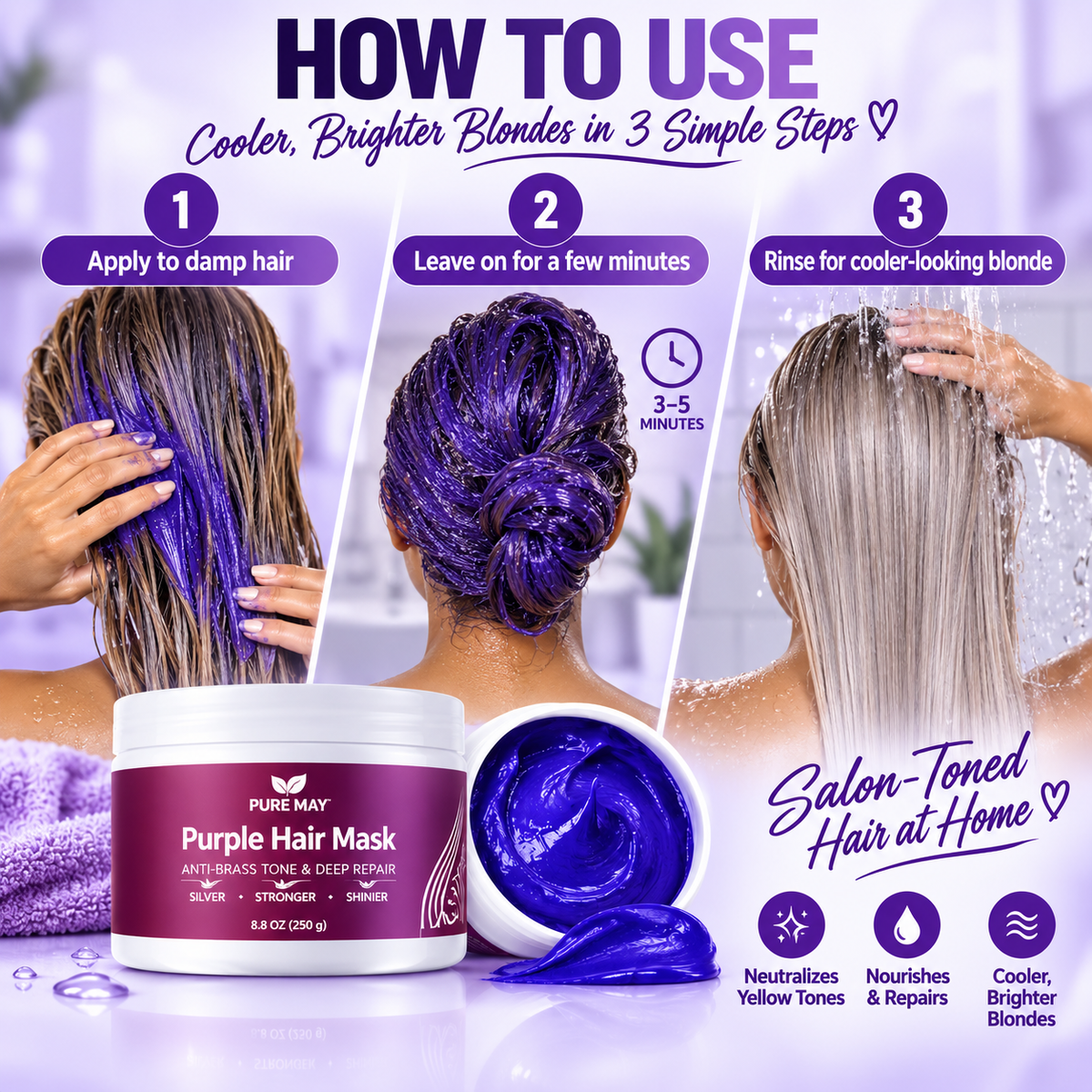 Anti-Yellowing Purple Hair Mask ๐ Say goodbye to Red Highlights! ๐