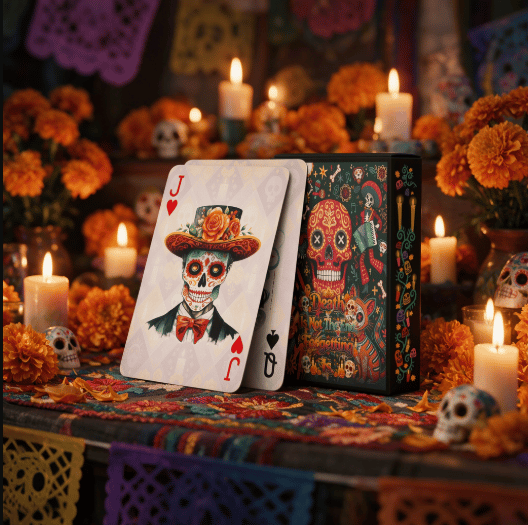 π DΓa de los Muertos Playing Cards β 54 Unique Skull Art Designs, Premium Blue Core Poker Deck