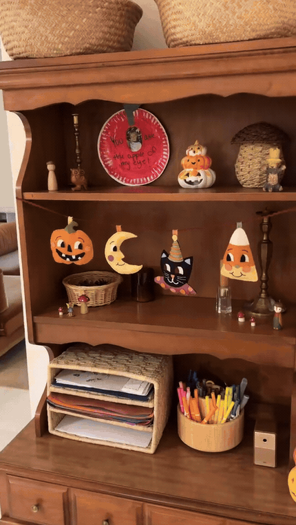 Handmade Halloween Felt Garland | Pumpkin, Moon, Cat & Candy Corn