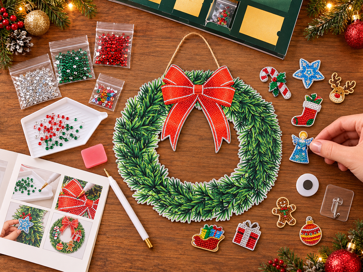 2026 Crystal Art Advent Wreath Craft Kit | 24-Day Christmas Countdown