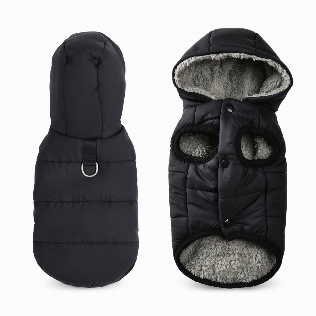 π 50% OFF! β¨ Hooded Dog Coat β Windproof Outer Layer, Thick Polar Fleece Lining & Built-In Harness Ring β Cozy Winter Protection for Small & Medium Pets π§₯