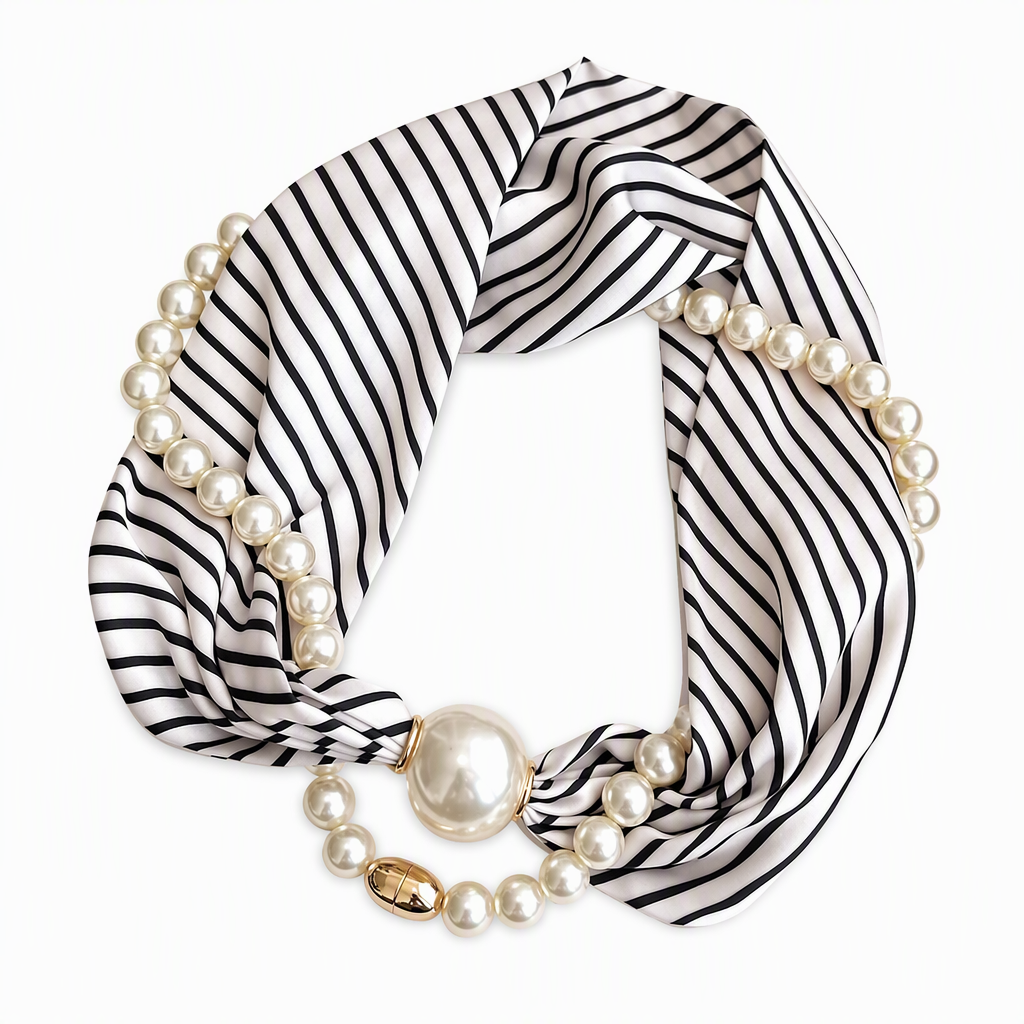 ✨ 3-in-1 Magnetic Scarf Necklace - Detachable Pearl Accent Choker 🎗️