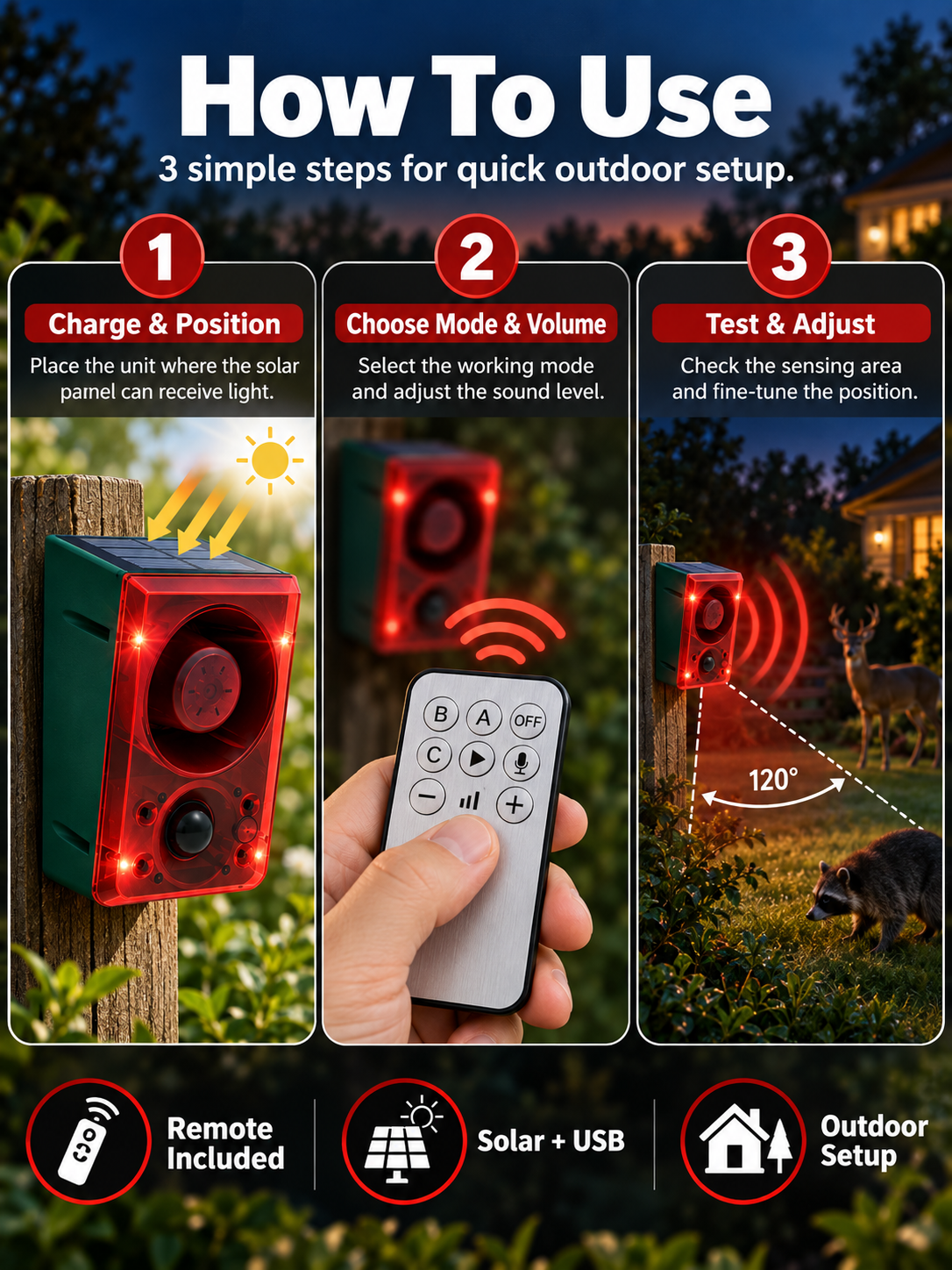 🔥Black Friday 50% OFF🎁🚨 Solar-Powered Outdoor Motion Alarm – Remote-Controlled Farm & Garden Security Siren