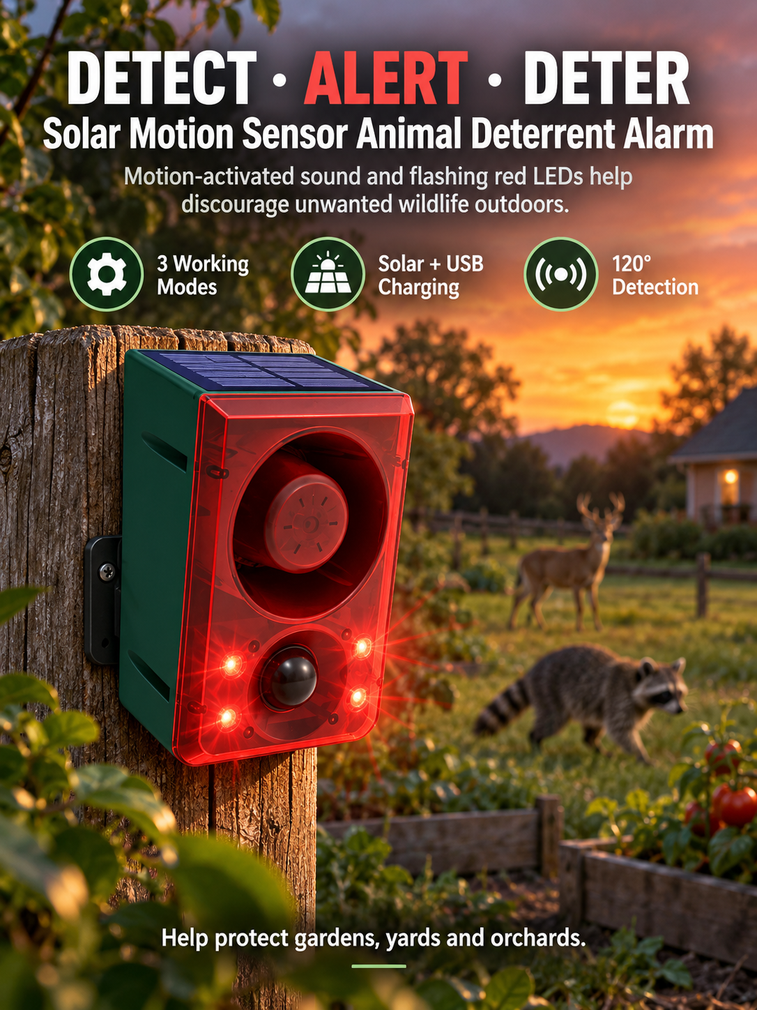 🔥Black Friday 50% OFF🎁🚨 Solar-Powered Outdoor Motion Alarm – Remote-Controlled Farm & Garden Security Siren