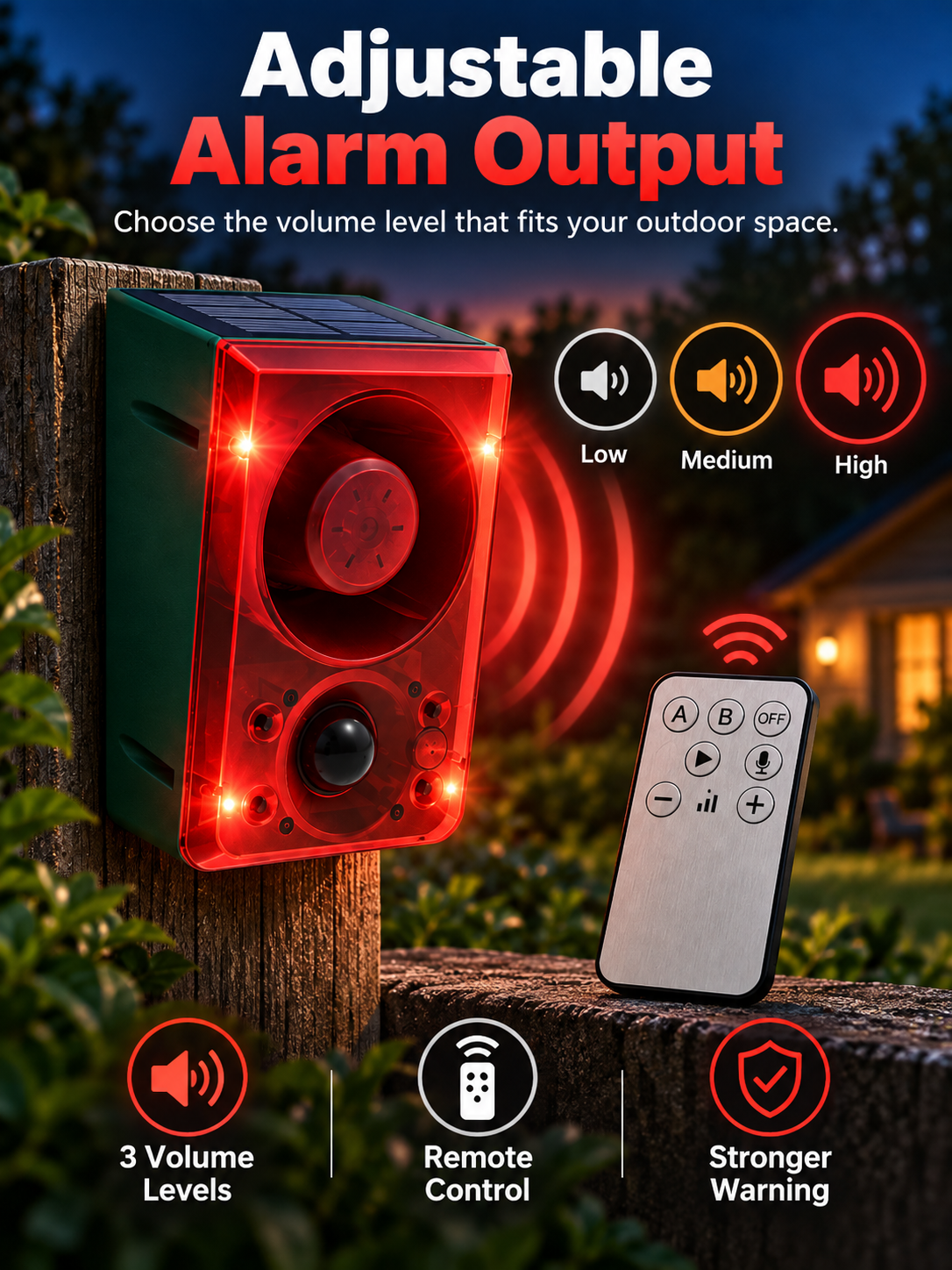 🔥Black Friday 50% OFF🎁🚨 Solar-Powered Outdoor Motion Alarm – Remote-Controlled Farm & Garden Security Siren