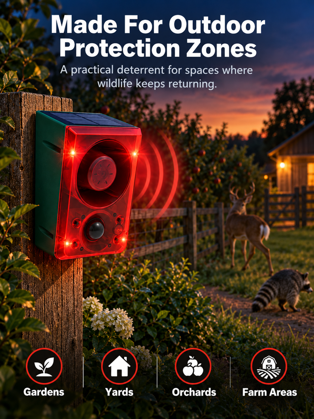 🔥Black Friday 50% OFF🎁🚨 Solar-Powered Outdoor Motion Alarm – Remote-Controlled Farm & Garden Security Siren