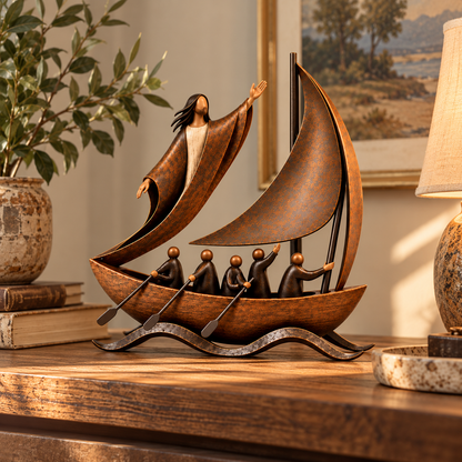 Peace in the Storm Faith Sailboat Sculpture