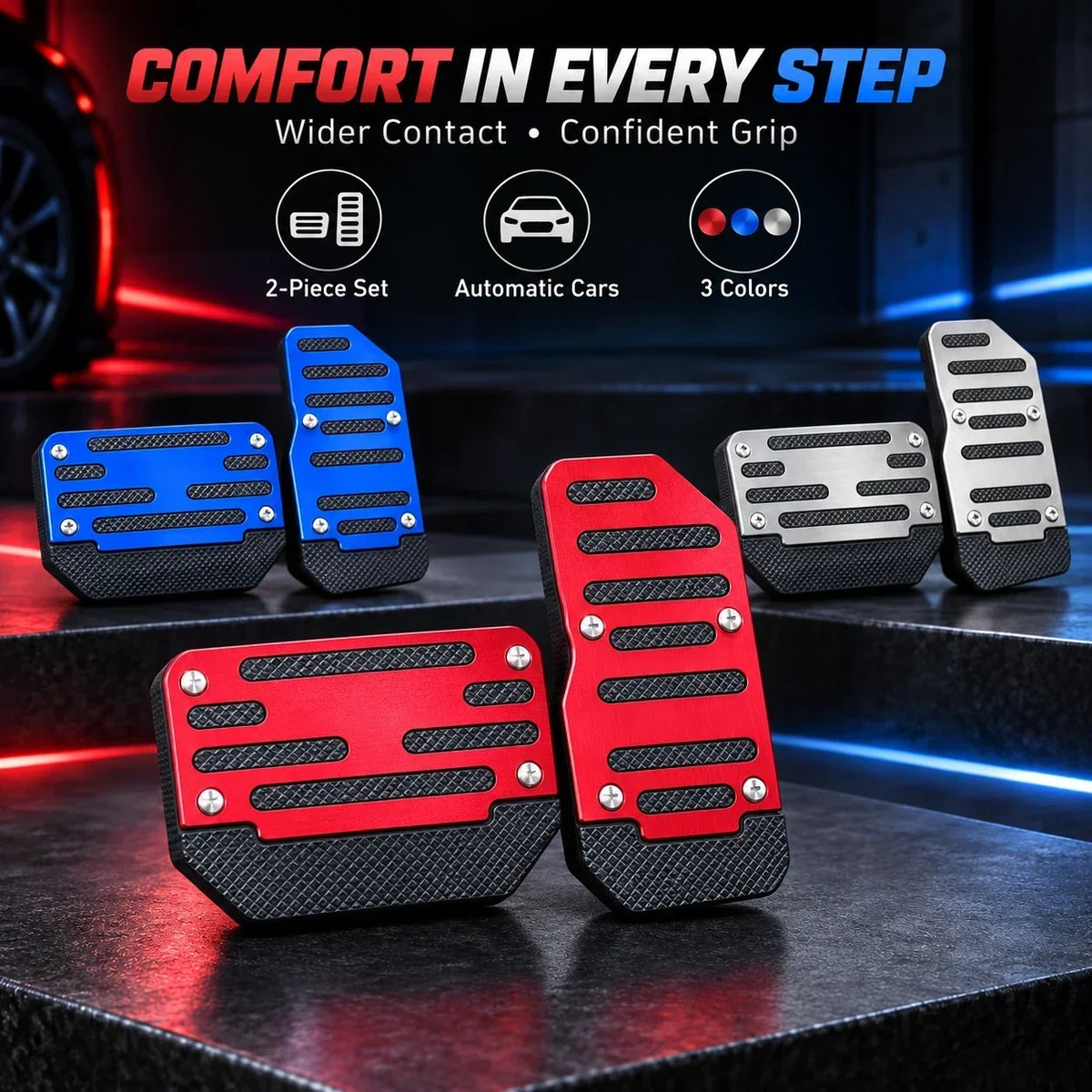 2PCS NonSlip Universal Foot Brake and Gas Pedal Covers