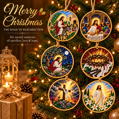 🎄✝️ Christian Christmas DIY Diamond Painting Ornaments Kit (6 PCS)