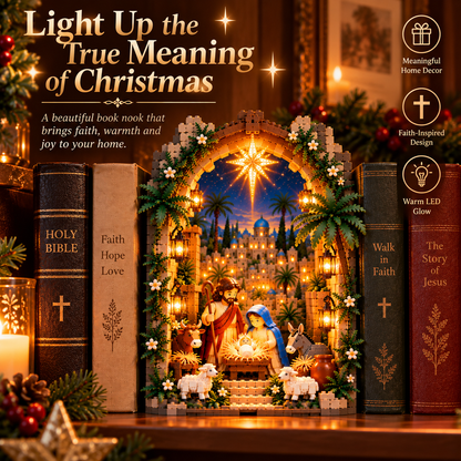 Lighted Bethlehem Nativity Book Nook