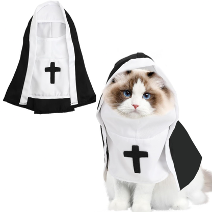 🐾 Holy Mischief™ Pet Nun Costume | Funny Halloween Outfit for Cats & Dogs