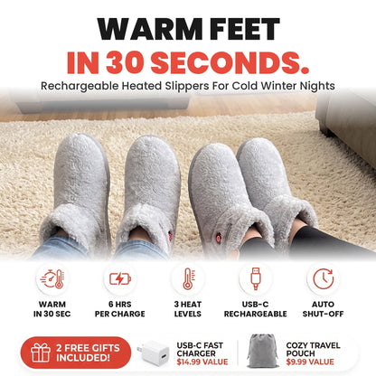 WarmStep heated slippers - warm feet in 30 seconds, 2 free gifts included