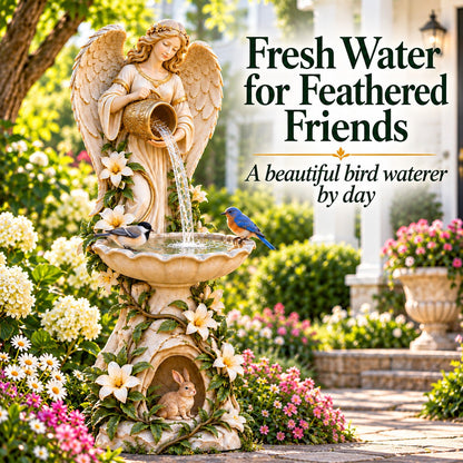 ✨Last Day 50% OFF✨☀️ Solar Angel Starlight Bird Waterer™🪽 – Lighted Garden Birdbath & Outdoor Decor