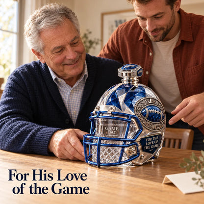 🏈💙Western Football Helmet Whiskey Decanter – 1960–2026 Silver & Blue Star Commemorative Bottle