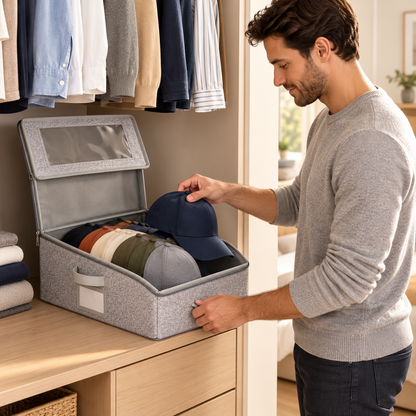 Clear-Window Stackable Baseball Cap Organizer