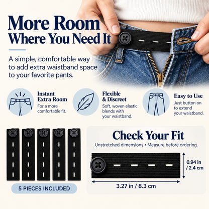 👖 5-Piece Waistband Extender Buttons – Adjustable Fit for Everyday Comfort