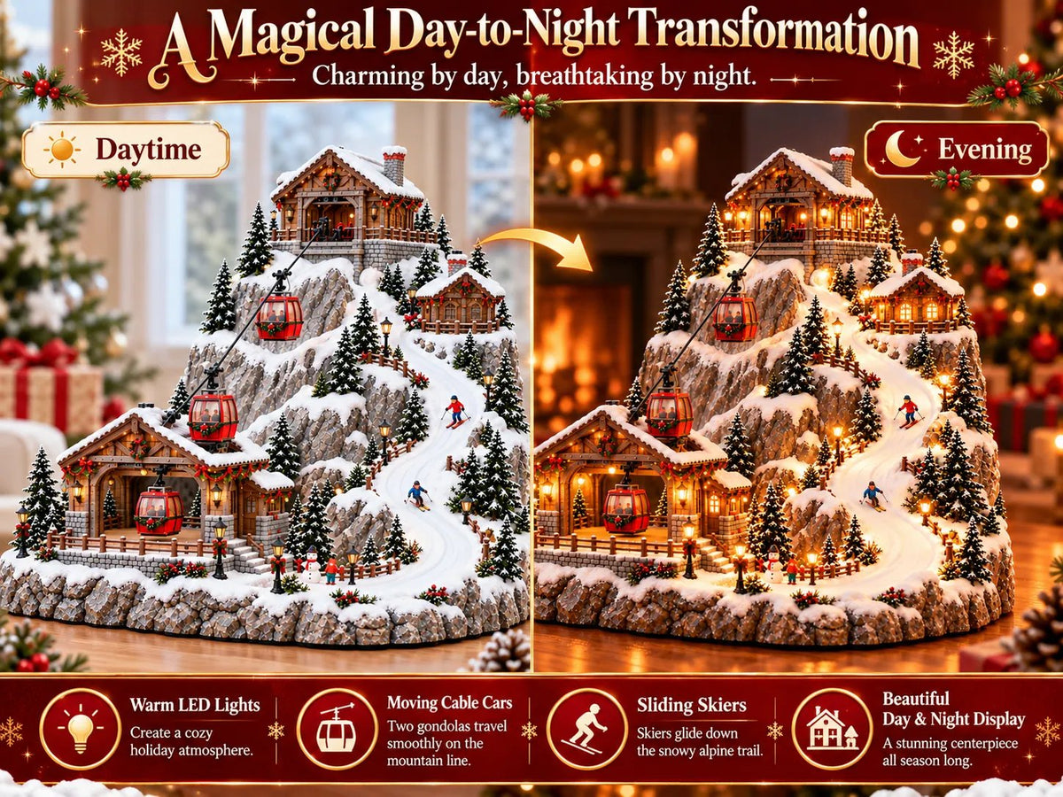 🔥 LAST DAY 49% OFF 🔥 Animated Christmas Mountain Cable Car Village™ – Lighted Alpine Ski Resort Scene with Moving Gondolas & Cozy Holiday Chalets ✨