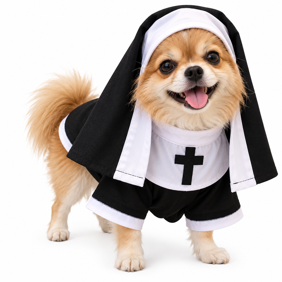 🐾 Holy Mischief™ Pet Nun Costume | Funny Halloween Outfit for Cats & Dogs