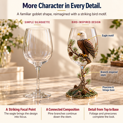 🦅 LIMITED TIME DEAL! Bald Eagle Decorative Goblet – Unique Eagle Bird Figurine Cup with Pinecone Details, Nature Inspired Home Decor & Collectible Gift