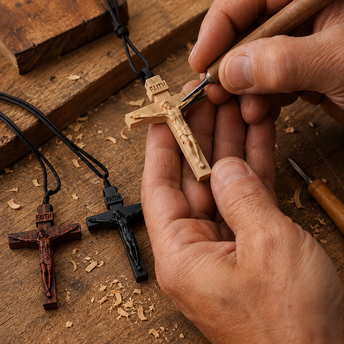 ✝️ Handmade Wooden Jesus Cross Necklace (✝️100% Handmade)