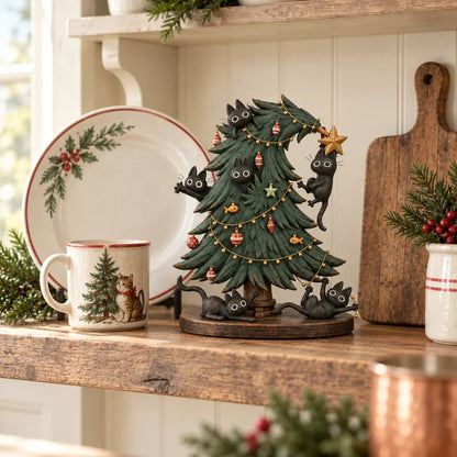 🎄🐱 Cute Black Cat Christmas Tree Decor