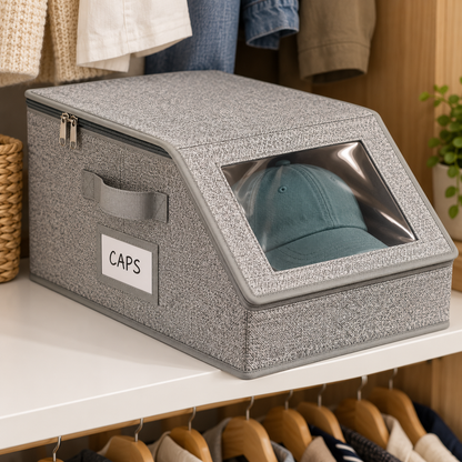 Clear-Window Stackable Baseball Cap Organizer