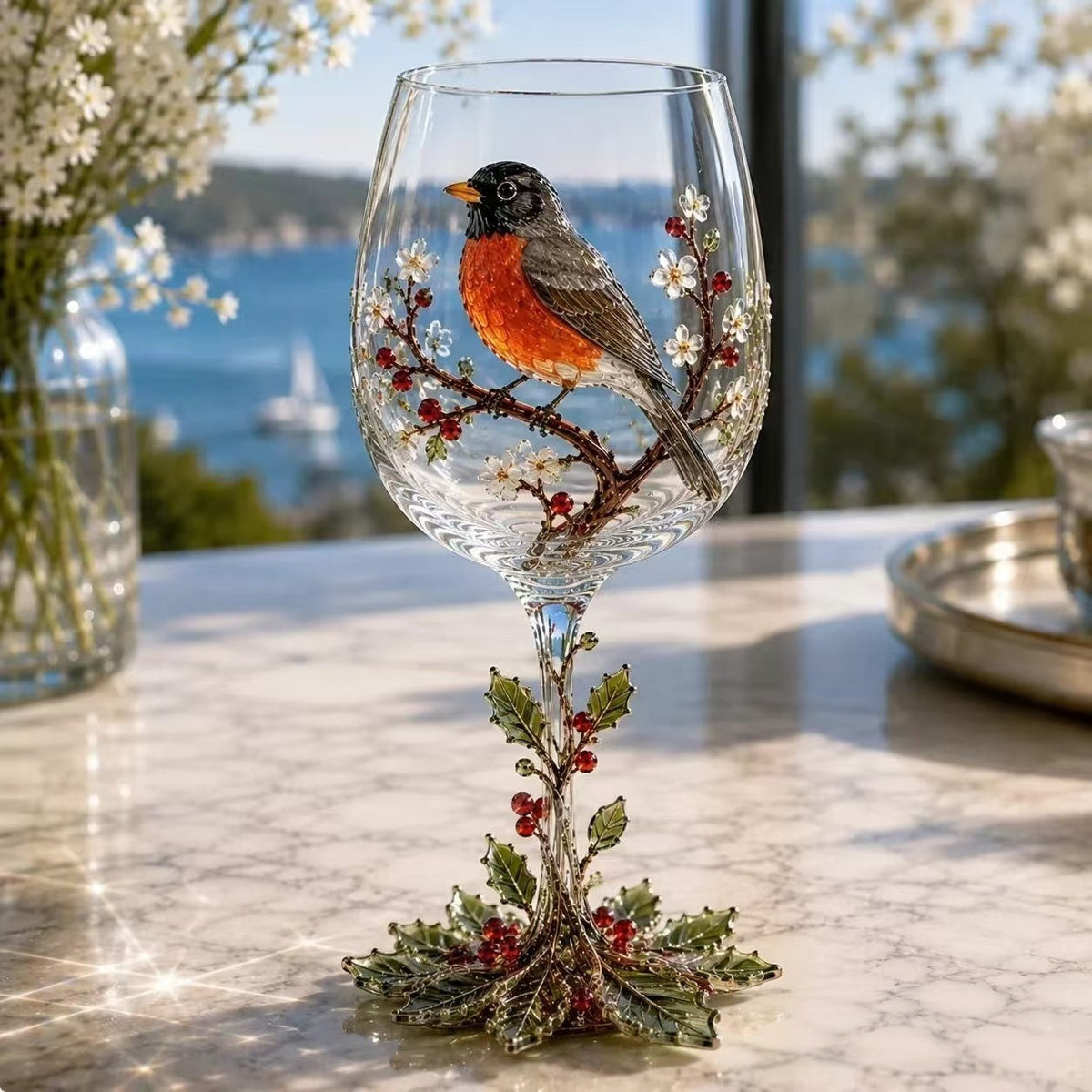 🦅 LIMITED TIME DEAL! Bald Eagle Decorative Goblet – Unique Eagle Bird Figurine Cup with Pinecone Details, Nature Inspired Home Decor & Collectible Gift