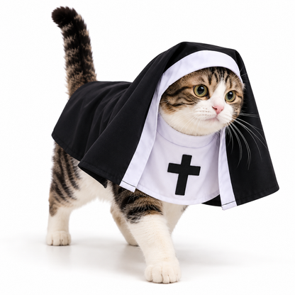 🐾 Holy Mischief™ Pet Nun Costume | Funny Halloween Outfit for Cats & Dogs