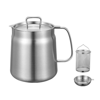🍳 2-in-1 Stainless Steel Oil Strainer Pot & Deep Fryer - Reusable Cooking Oil