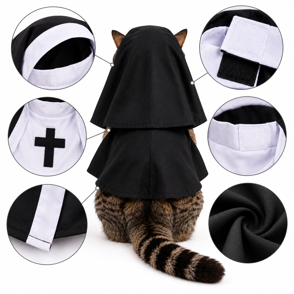 🐾 Holy Mischief™ Pet Nun Costume | Funny Halloween Outfit for Cats & Dogs