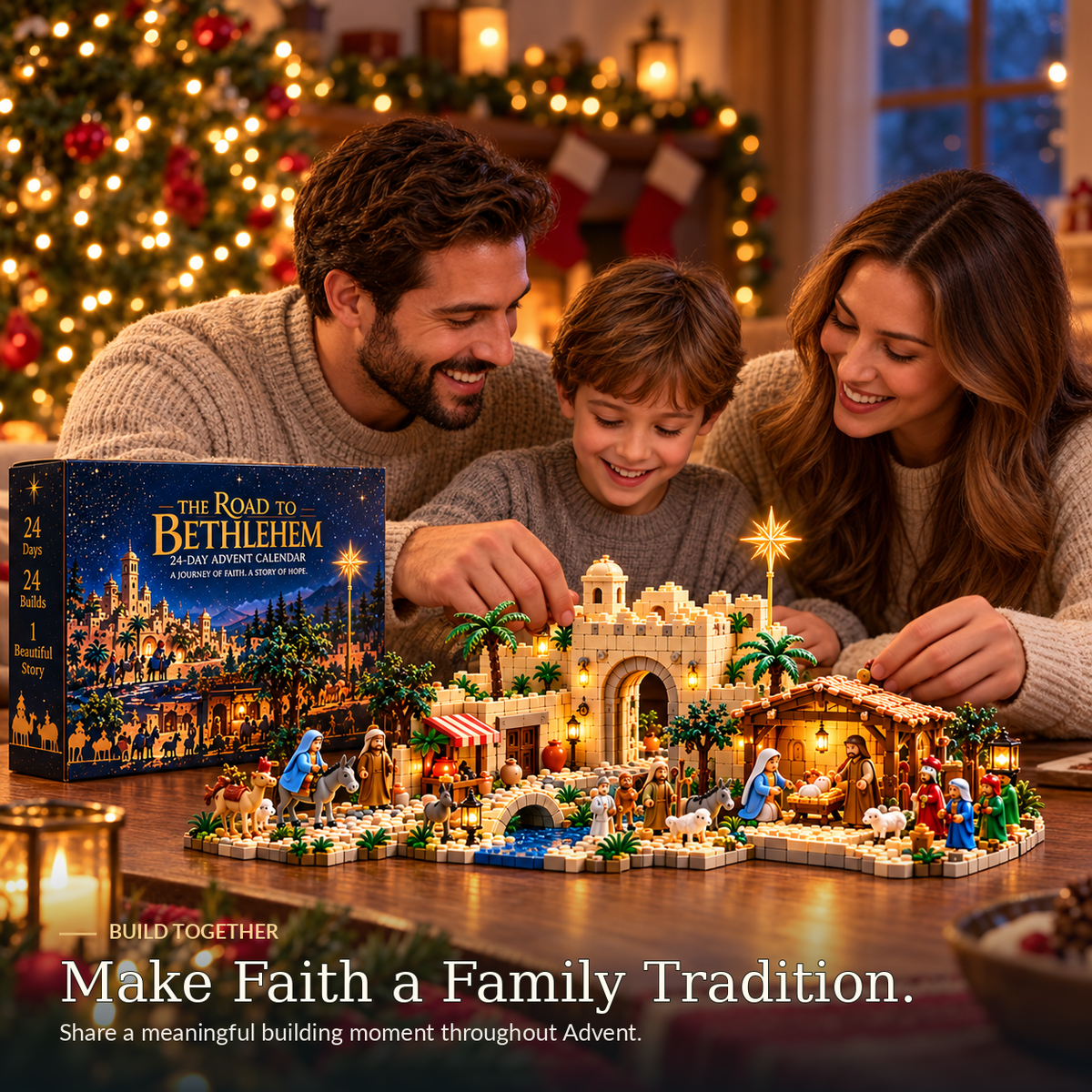 ✝️ The Road to Bethlehem™ – 24-Day Nativity Advent Calendar | Buildable Christian Christmas Story Set & Family Faith Gift 🎄