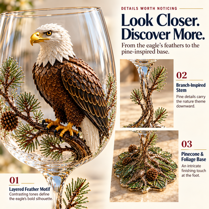 🦅 LIMITED TIME DEAL! Bald Eagle Decorative Goblet – Unique Eagle Bird Figurine Cup with Pinecone Details, Nature Inspired Home Decor & Collectible Gift