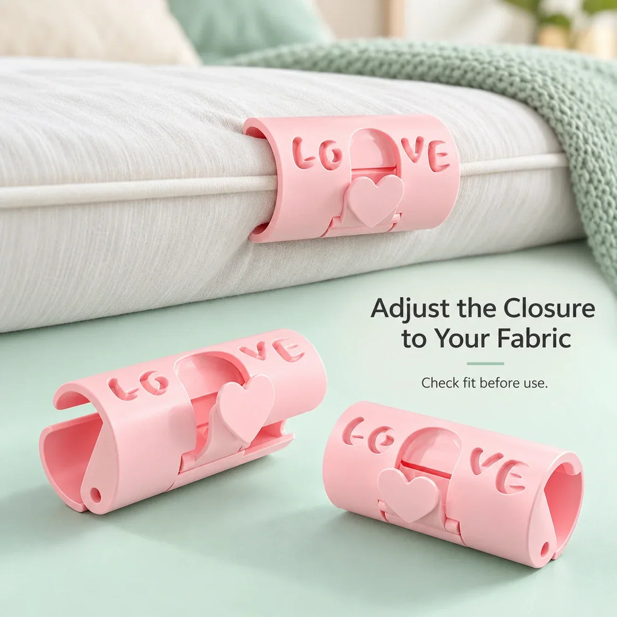 Adjustable Bed Sheet Clips — Heart-Lock Grippers to Help Keep Sheets in Place