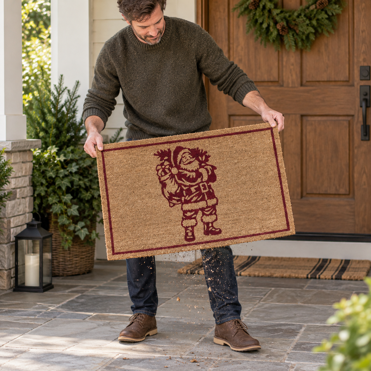 MerryWelcome Christmas Coir Doormat – 7 Festive Designs