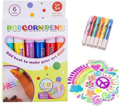 🎨🎁Popcorn Pens, Magic Bubble Drawing Pens, DIY Puffy 3D Art Paint Markers for Kids