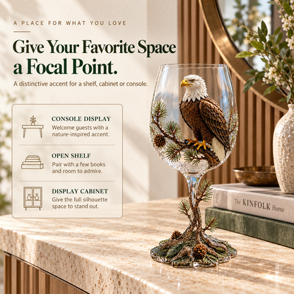 🦅 LIMITED TIME DEAL! Bald Eagle Decorative Goblet – Unique Eagle Bird Figurine Cup with Pinecone Details, Nature Inspired Home Decor & Collectible Gift