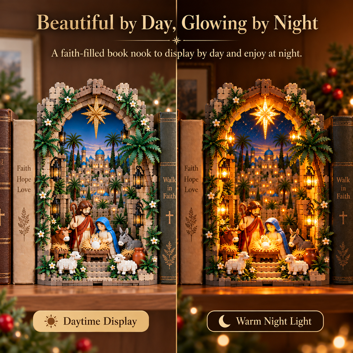 Lighted Bethlehem Nativity Book Nook