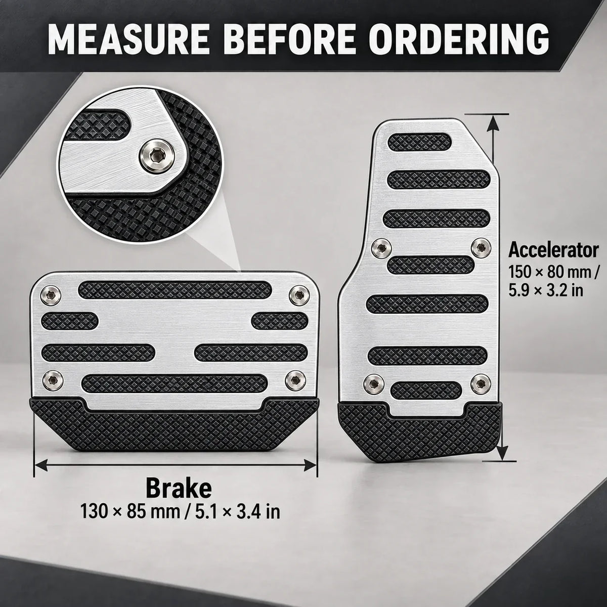 2PCS NonSlip Universal Foot Brake and Gas Pedal Covers