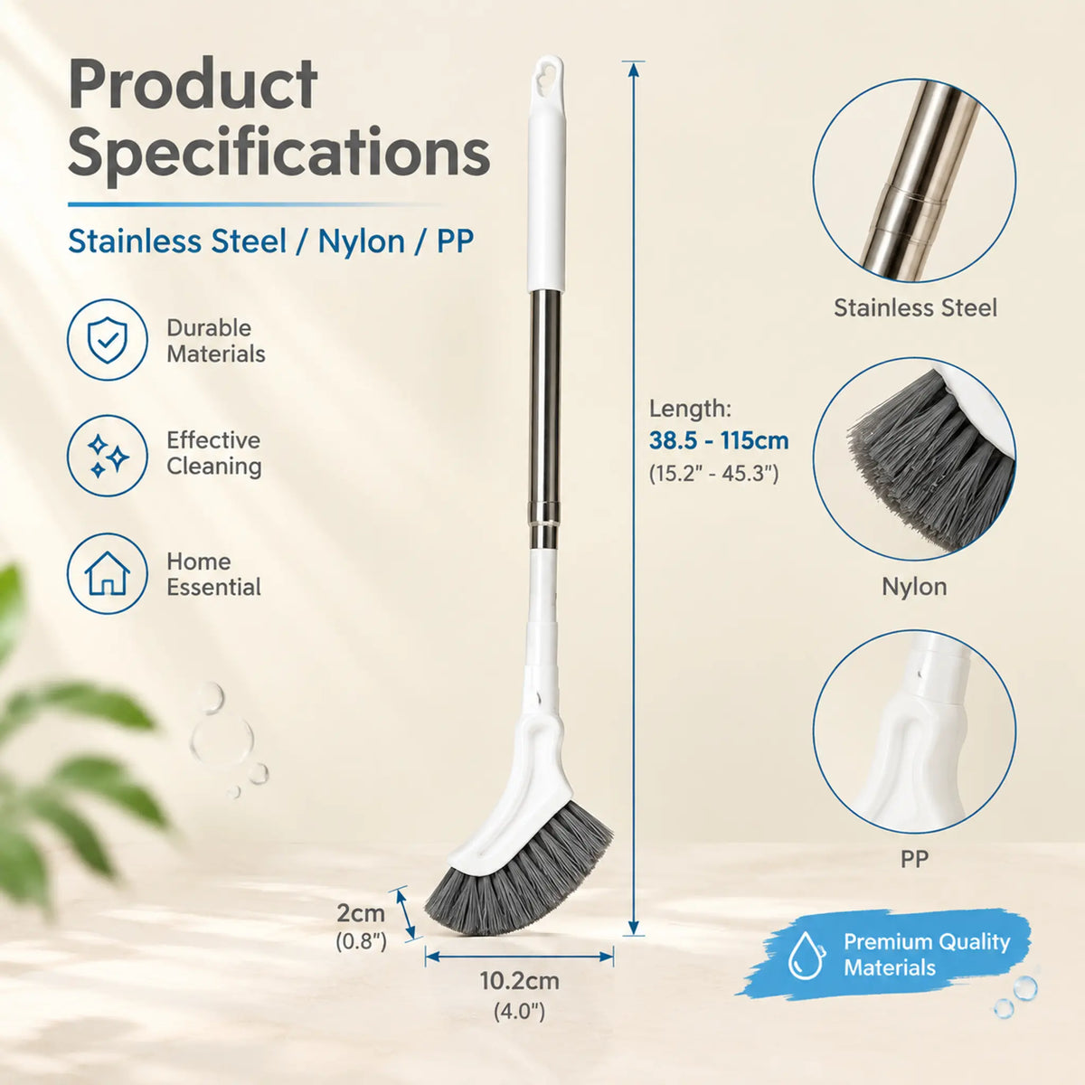 🔥Hot Sale 49% Off🔥Adjustable Length Stainless Steel Telescopic Long Handle Crevice Cleaning Brush 🧹