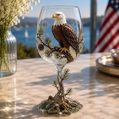 🦅 LIMITED TIME DEAL! Bald Eagle Decorative Goblet – Unique Eagle Bird Figurine Cup with Pinecone Details, Nature Inspired Home Decor & Collectible Gift