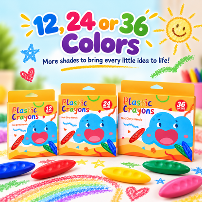 🎨 Easy-Grip Washable Peanut Crayons for Kids – 12/24/36 Colors