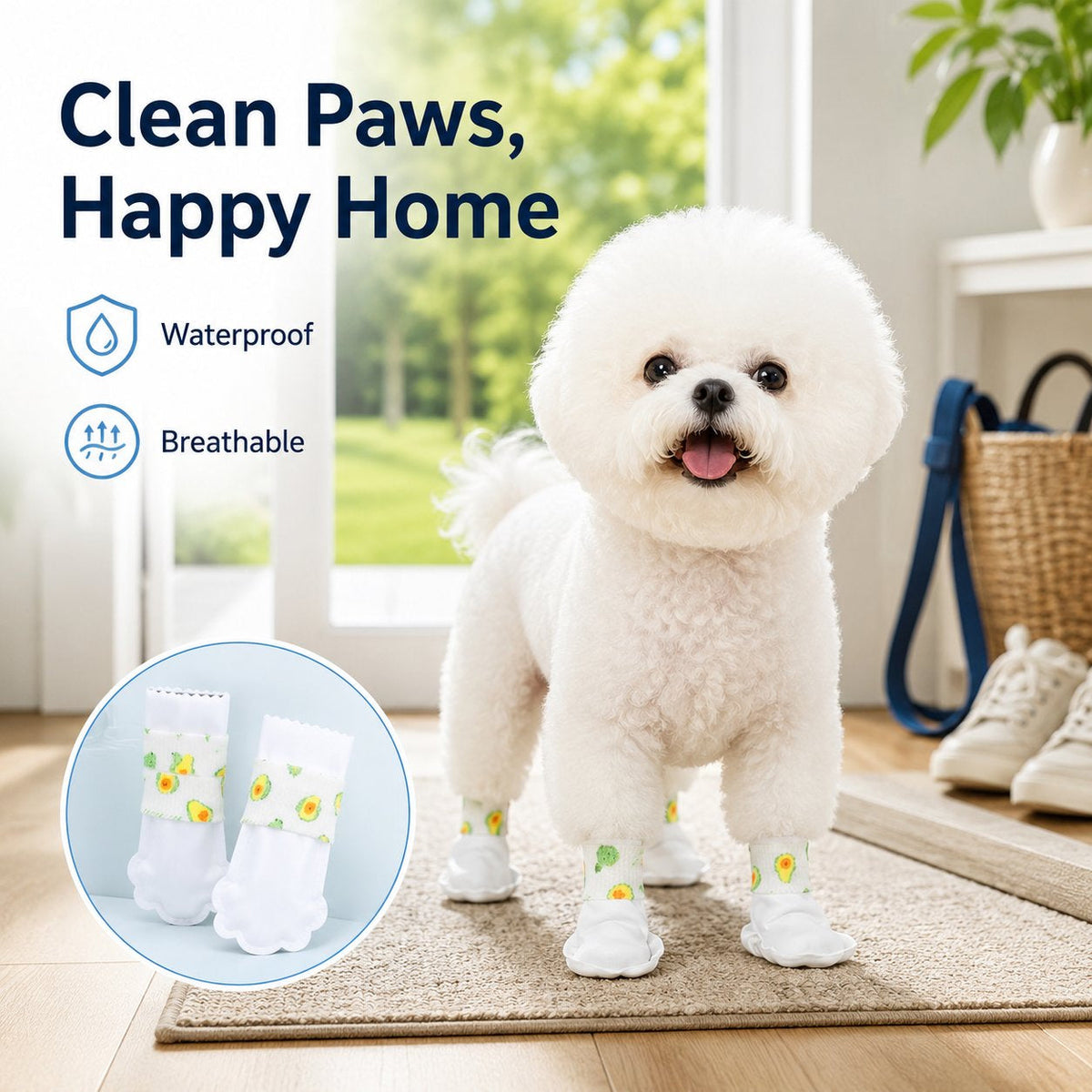 🐾✨ 20-Pack Disposable Dog Paw Booties – Keep Mud Out & Paws Protected