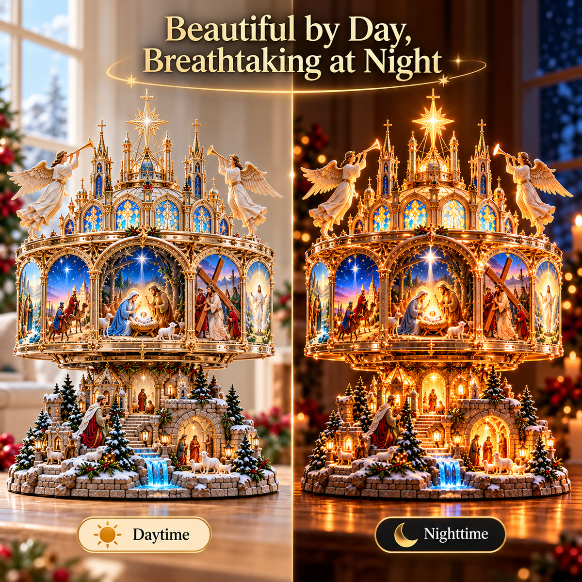 🪞✝️ Lighted Bible Story Display – 6 Sacred Scenes of Faith & Hope ✨