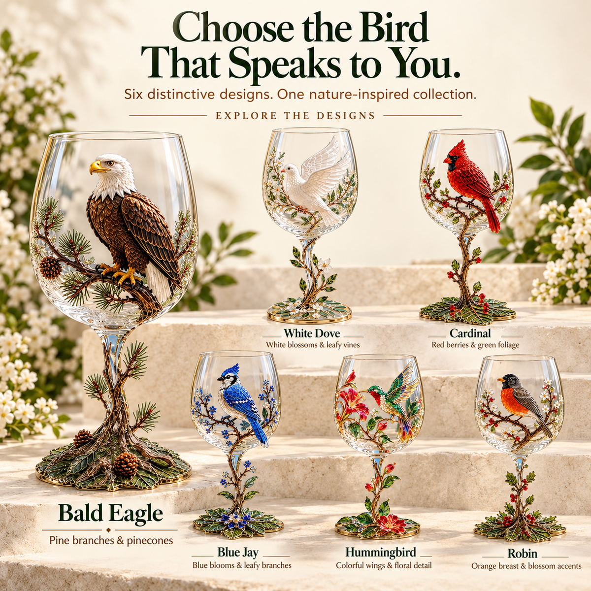🦅 LIMITED TIME DEAL! Bald Eagle Decorative Goblet – Unique Eagle Bird Figurine Cup with Pinecone Details, Nature Inspired Home Decor & Collectible Gift