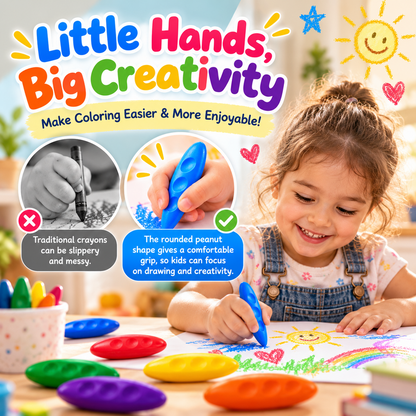 🎨 Easy-Grip Washable Peanut Crayons for Kids – 12/24/36 Colors