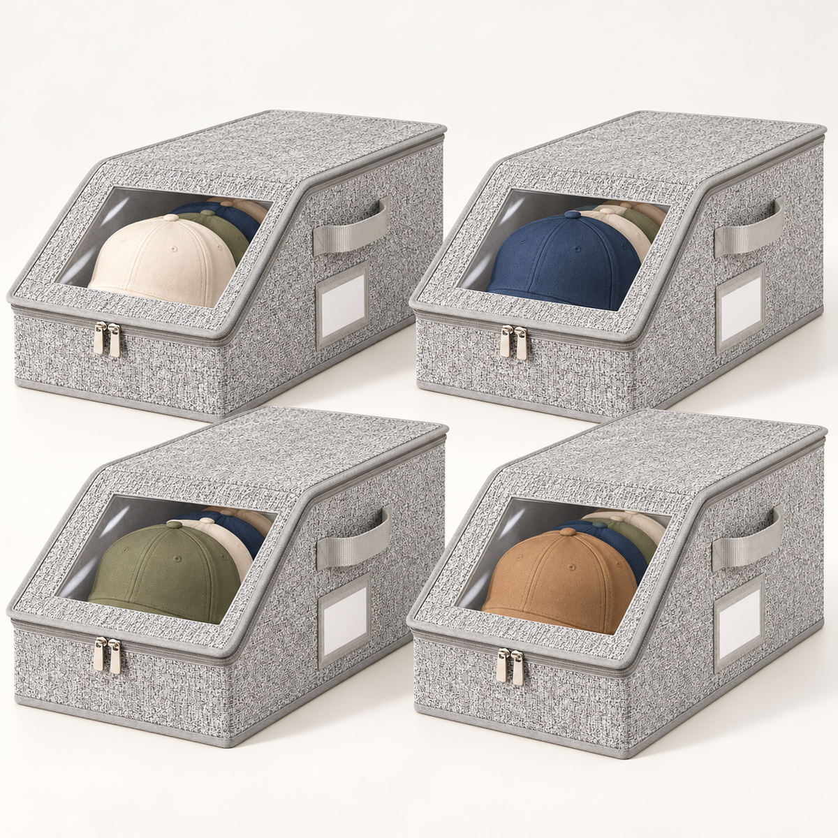 Clear-Window Stackable Baseball Cap Organizer